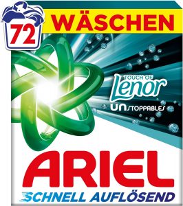 Ariel's schnell aufl&ouml;sendes Pulver Waschmittel mit einem Touch of Lenor Unstoppables, 72 W&auml;schen, Touch of Lenor Unstoppables, Tiefenreinigung f&uuml;r lang anhaltende Frische46.97&euro; statt 68.98&euro;3&times; in den Warenkorb 🧺➡️ https://www.amazon.de/dp/B0GKVB29GZ/?tag=preisfehlerheute-21