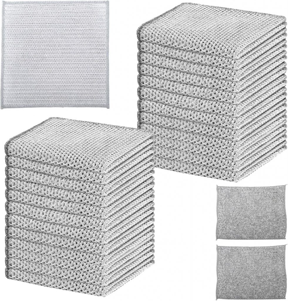 25 Stück Spülschwamm, Stahlschwamm, Stahlwolle Spülschwämme Küche, Putzlappen Küche Schwammtücher, Mehrzweck Geschirrspüllappen, Nass und Trocken Mikrofaser Reinigungstücher, mit 2 Reinigungstuch3.79€