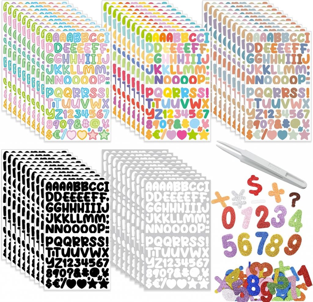 50 Blätter (4500 Stück) Selbstklebende Buchstaben Aufkleber Vinyl Klebebuchstaben, 36 Stück Moosgummi Zahlen Glitter, Wetterfest Alphabet Nummern Aufkleber, mit 1 Pinzette für DIY Scrapbook Grußkarte5,99€