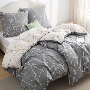 BEDSURE Bettw&auml;sche 135x200 4teilig Bettbezug - Bettw&auml;sche-Sets 135 x 200 cm 2er Set mit 2 Kissenbez&uuml;ge 80x80cm, &Ouml;KO-TEX Wendebettw&auml;sche Bedding Zweige Grau Muster mit Rei&szlig;verschluss17,84&euro; statt 35,99&euro;➡️ https://www.amazon.de/dp/B09NLCXQ7H/?tag=preisfehlerheute-21