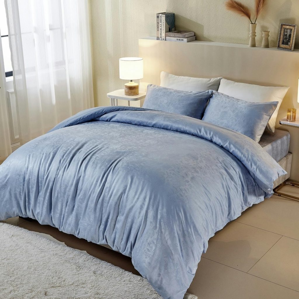 Luofanfei Kühlende Sommer Bettwäsche 135×200 cm Gold Khaki Bambus Polyester Glänzend Glatt Uni Bettwäsche Set Luxus Einfarbig Zweiteilig Bettbezug Set 135 200 Einzelbett mit Reissverschluss