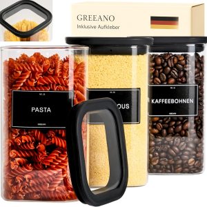 🤴 Vorratsgl&auml;ser eckig mit Glasdeckel 1200ml [3er Set] &ndash; Vorratsdosen Glas luftdicht & mottensicher &ndash; Aufbewahrungsgl&auml;ser K&uuml;che f&uuml;r Lebensmittel, Nudeln, Mehl, M&uuml;sli, Kaffee28,45&euro; statt 39,95&euro; - 29,00 % 🔥🚚 Verkauft von Greeano und Versand durch Amazon615 Bewertungen: 4.6 / 5.0 ⭐️⭐️⭐️⭐️⭐️🛒 zu Amazon https://www.amazon.de/dp/B0F3TR8Q5S/?th=1&amp%3Bpsc=1&amp%3Btag=preisfehlerheute-21&tag=preisfehlerheute-21