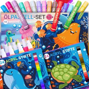 Sabbatbox &Ouml;lpastellkreide und Acrylstifte f&uuml;r Kinder, 96er Set im kinderfreundlichen Design, weiche Farben, leicht zu malen, perfekt f&uuml;r Kindergarten, Schule und Kunstprojekte | Meereswelt9,44&euro; statt 29,99&euro;⚡️ Blitzangebot nutzen➡️ https://www.amazon.de/dp/B0GFFS4BCZ/?tag=preisfehlerheute-21