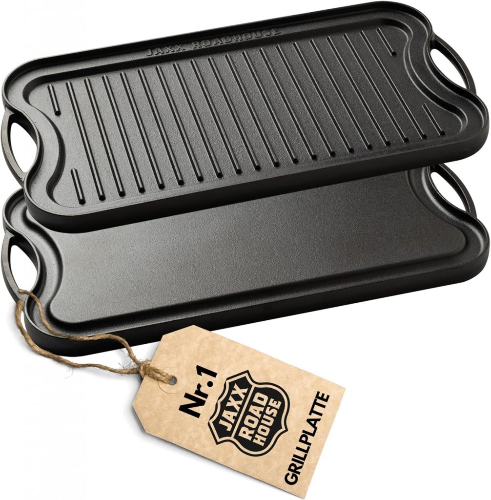 🤴 Gusseisen Grillplatte | Gussplatte zum Aufsetzen auf Holzkohlegrill/Gasgrill sowie Ofen und Herd | Plancha, Teppanyaki, Burger, Gemüse | 50,5x26x2,5cm29,90€ statt 39,90€ - 26,00 % 🔥🚚 Verkauft von JAXX ROADHOUSE und Versand durch Amazon233 Bewertungen: 4.2 / 5.0 ⭐️⭐️⭐️⭐️🛒 zu Amazon https://www.amazon.de/dp/B0BZ5WH4C6/?amp%3Btag=preisfehlerheute-21&tag=preisfehlerheute-21