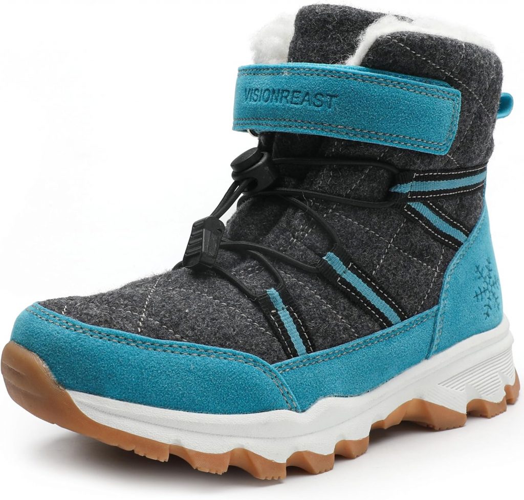 👑 visionreast Winterstiefel Mädchen Winterschuhe Kinder Junge Wanderschuhe mit Wollfutter Schneestiefel Baumwollschuhe Outdoor Rutschfest Boots