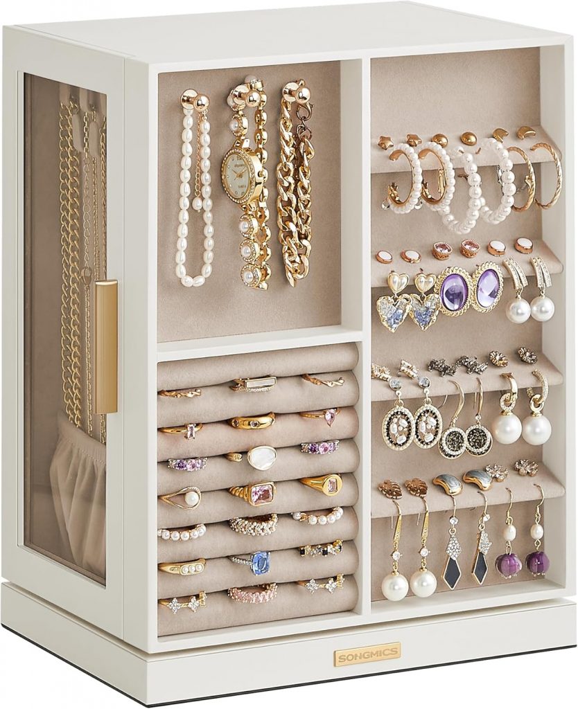 👑 SONGMICS GISELLA Kollektion - Schmuckkästchen 360° drehbar, Schmuckkasten 5 Schubladen, seitliche Glasfenster, vertikale Schmuckaufbewahrung, offenes Design, Geschenkidee, wolkenweiß JBC170W01S41,60€ statt 56,99€ - 28,00 % 🔥🚚 Verkauft von Songmics und Versand durch Amazon1,447 Bewertungen: 4.8 / 5.0 ⭐️⭐️⭐️⭐️⭐️🛒 zu Amazon https://www.amazon.de/dp/B0C8HT4JC4/?amp%3Btag=preisfehlerheute-21&%3Bamp%3Bth=1&%3Bamp%3Bpsc=1&tag=preisfehlerheute-21