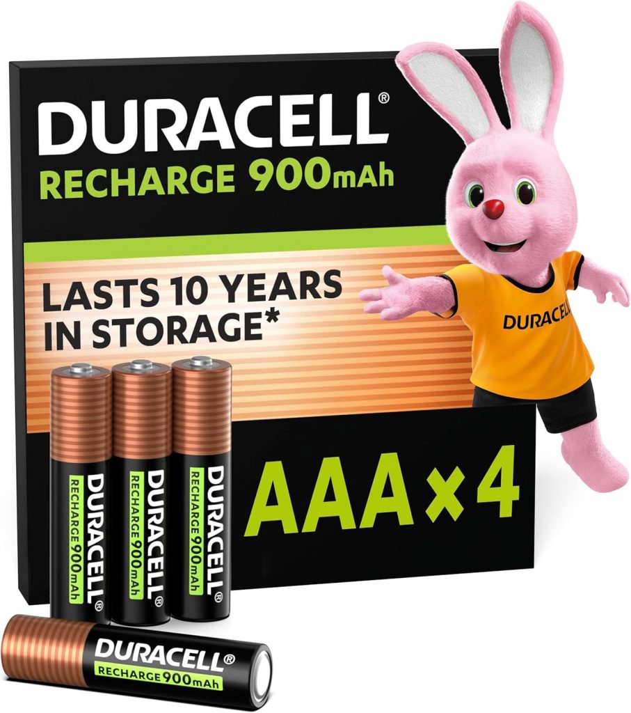 🤴 Duracell Akku AAA, wiederaufladbare Batterien AAA, 4 Stück, Unsere Nr. 1 – längste Haltbarkeit pro Aufladung, vorgeladen