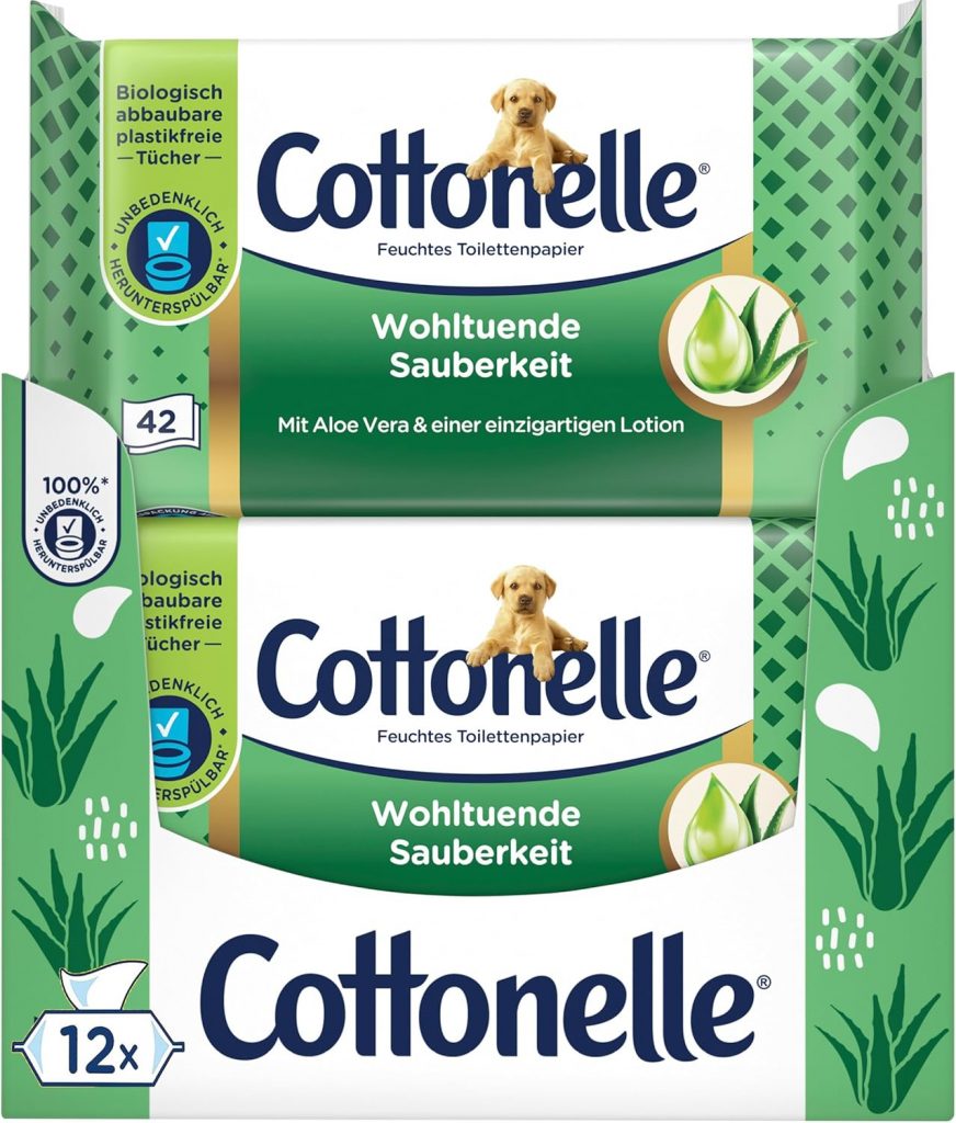 Cottonelle Feuchtes Toilettenpapier, Wohltuende Sauberkeit, Mit prebiotischer Lotion, Biologisch Abbaubar, Plastikfrei, Wiederverschließbar, 12 x 42 Feuchttücher12.85€ ➡️ https://www.amazon.de/dp/B0DBJ312R9/?tag=preisfehlerheute-21