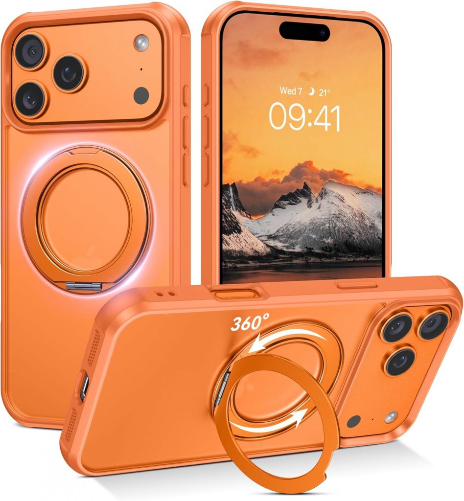 DOMAVER Magnetische Hülle für iPhone 17 Pro Max mit unsichtbarem Ständer, Handyhülle iPhone 17 Pro Max Case, schmaler Ringständer, stoßfeste,für Damen Herren, Orange3.19€ ➡️ https://www.amazon.de/dp/B0FNW48T6L/?tag=preisfehlerheute-21