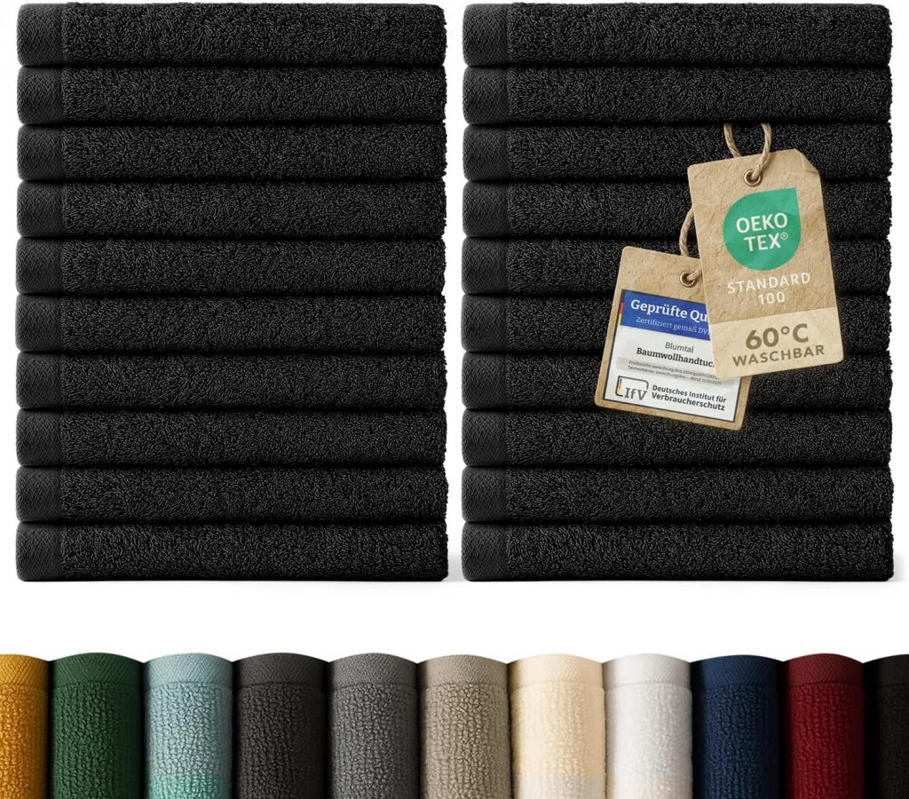 🤴 Blumtal Premium Frottier Gästehandtücher Set 24 teilig 10 Baumwolle – Oeko-TEX zertifiziertes Gästehandtuch 24x (30×30 cm) – Ultra saugstarkes Gästetücher Set waschbar °60 – Handtücher Schwarz19,98€ statt 29,99€ – 34,0 🔥🚚 Verkauft von Everbrent und Versand durch Amazon9,767 Bewertungen: 4.4 / 5.0 ⭐️⭐️⭐️⭐️🛒 zu Amazon https://www.amazon.de/dp/B08T5ZW447/?th=1&tag=preisfehlerheute-21#038;psc=1&tag=preisfehlerheute-21