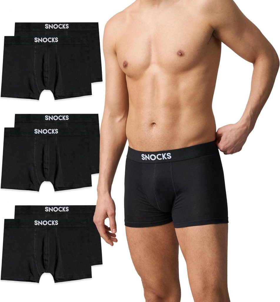 🤴 Snocks Boxershorts Herren Bio Baumwolle (6er Pack) Unterhosen Herren ohne einschneidenden Gummibund (Gr. S – 4XL)