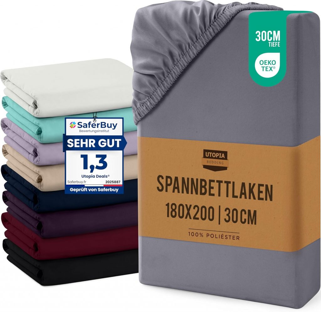 Utopia Bedding - Spannbettlaken 180x200cm Bis 30 cm - Grau - Oeko-Tex Zertifiziertes - Gebürstete Mikrofaser Spannbetttuch8,31€ statt 13,99€➡️ https://www.amazon.de/dp/B0C537FDXZ/?tag=preisfehlerheute-21