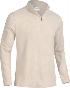 GLESTORE Sweatshirt Herren Langarm Golf 1/4 Zip Sweater Ohne Kapuze Stehkragen Pullover Wei&szlig;&Mandel M9.99&euro; ➡️ https://www.amazon.de/dp/B0F8VL92WH/?tag=preisfehlerheute-21