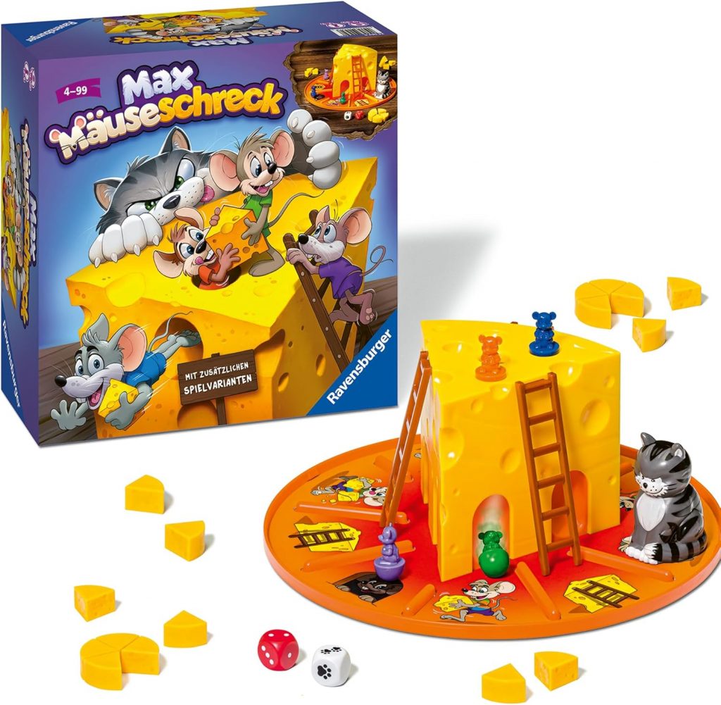 🤴 Ravensburger Kinderspiele 24562 – Max Mäuseschreck – Würfelspiel für 2 bis 4 Spieler, Kinderspiel ab 4 Jahren – Geburtstagsgeschenke