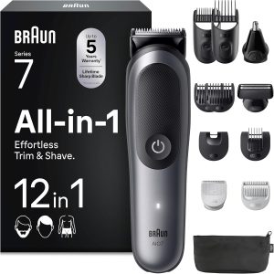 🤴 Braun All-in-One Series 7, 12-in-1 Multigroom, Barttrimmer, Nasenhaartrimmer, Haarschneidemaschine für Gesicht, Kopf und Körper, 120 Min Akku, 14 Längen (0.1–21 mm), Wasserdicht, AIO7545, Grau66,98€ statt 109,99€ - 40,00 % 🔥🚚 Verkauft durch Amazon und Versand durch Amazon4,403 Bewertungen: 4.4 / 5.0 ⭐️⭐️⭐️⭐️🛒 zu Amazon https://www.amazon.de/dp/B0DQWLG36G/?th=1&%3Bpsc=1&%3Btag=preisfehlerheute-21&tag=preisfehlerheute-21