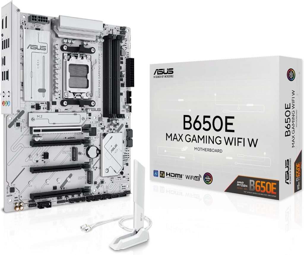 🤴 ASUS B650E MAX Gaming WiFi W Mainboard Sockel AMD AM5 (Ryzen 9000, DDR5 Speicher, PCIe 5.0, 3X M.2, WiFi 6E, BIOS Flashback, Aura Sync, CEC Tier II)