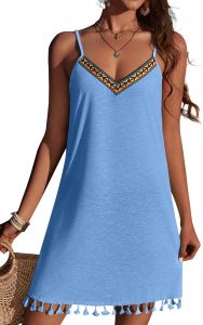 AI'MAGE Strandkleid Damen Luftig Sommer Bikini Bequem V-Ausschnitt Sommerkleider &uuml;ber Verstellbare Spaghettitr&auml;ger Elegante Leichtigkeit Badeanzug Hellblau S6.99&euro; statt 24.99&euro;➡️ https://www.amazon.de/dp/B0F142ZZQS/?tag=preisfehlerheute-21