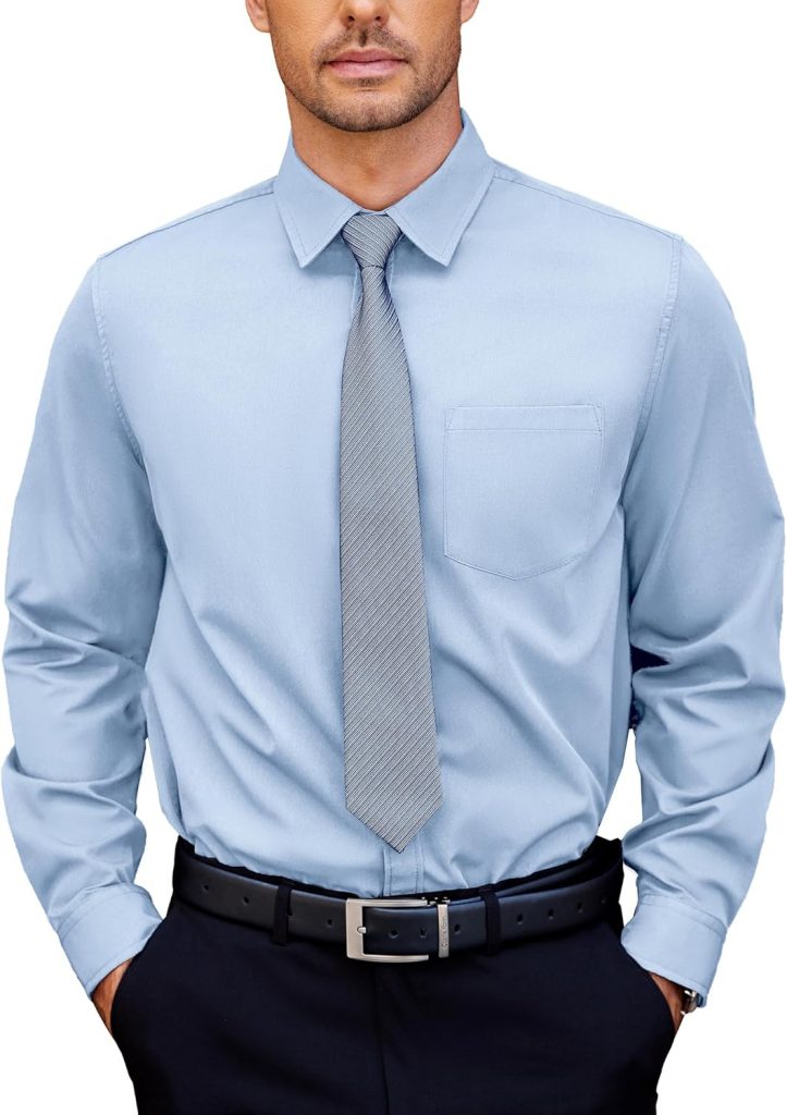 COOFANDY Hemd Herren Largarm Business Hemden Stretch Hemd Für Herren Mit Tasche Oberhemden Anzugshemd Modisch Manschettenhemd Freizeithemd Hellblau S9,99€ statt 27,99€➡️ https://www.amazon.de/dp/B0CV5DCSYV/?tag=preisfehlerheute-21