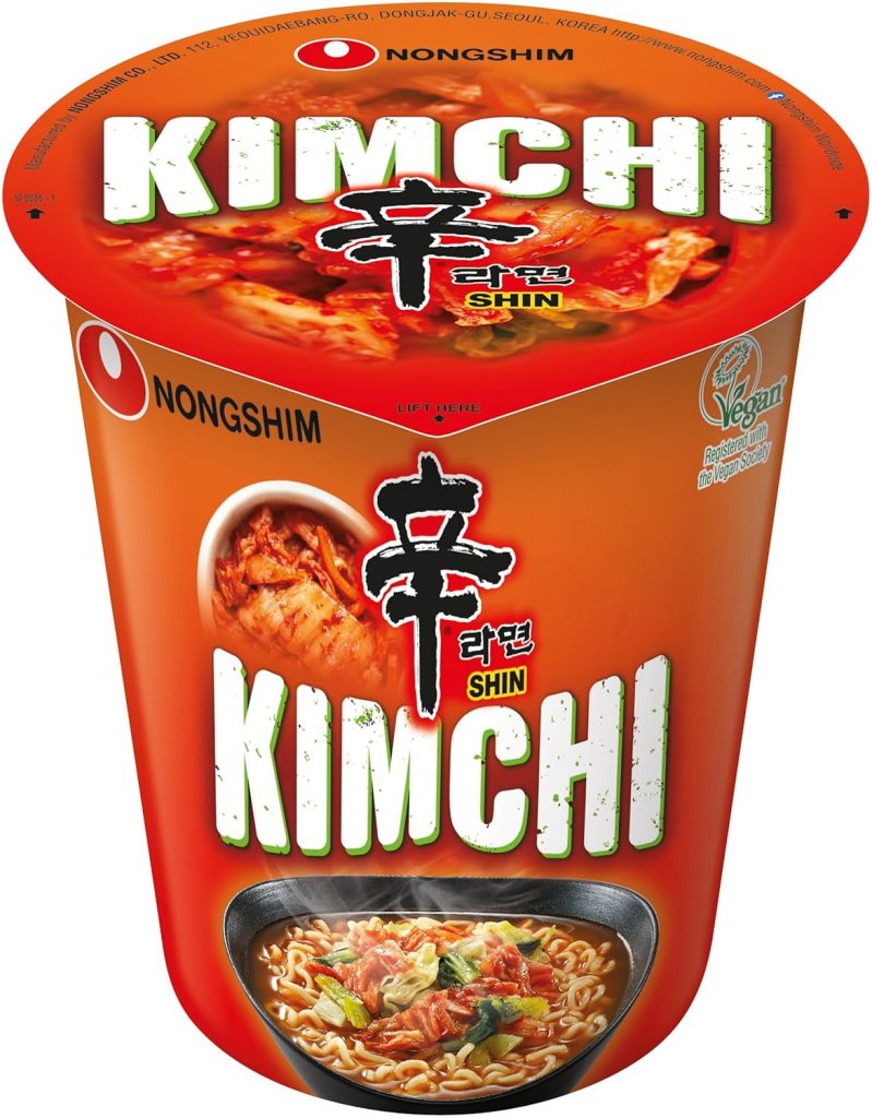 Nong Shim Instantnudeln Kimchi Ramen – Koreanische Ramen Cup Suppe – schnelle Zubereitung – 12er Vorteilspack à 75g