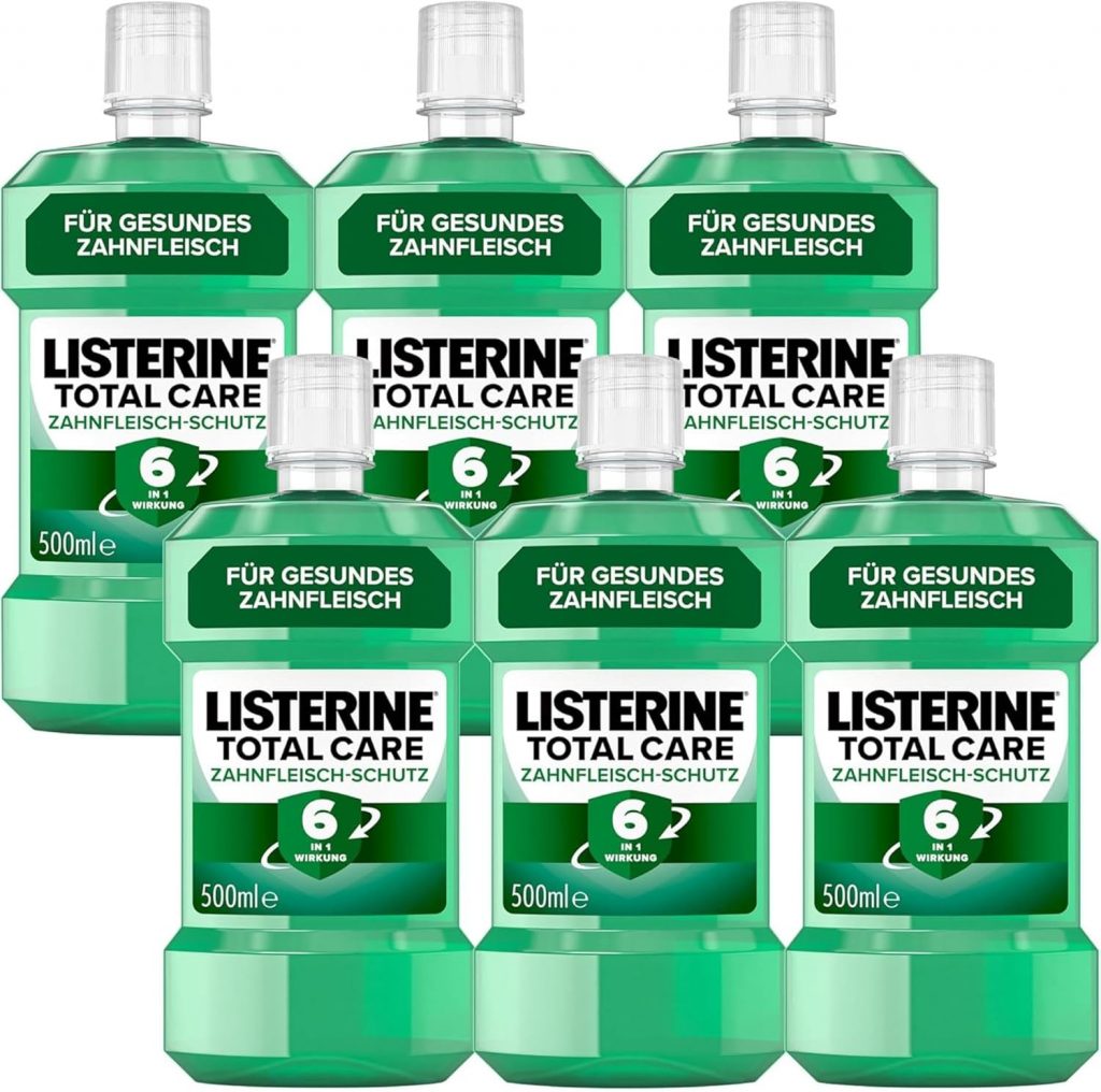 LISTERINE Total Care Zahnfleisch-Schutz 6 x 500 ml, schützende Mundspülung gegen Zahnfleischprobleme mit 6 in 1 Wirkung, antibakterielles Mundwasser stärkt die Zähne, bis zu 24h frischer Atem11,60€ statt 29,94€➡️ https://www.amazon.de/dp/B0C3J6S623/?tag=preisfehlerheute-21