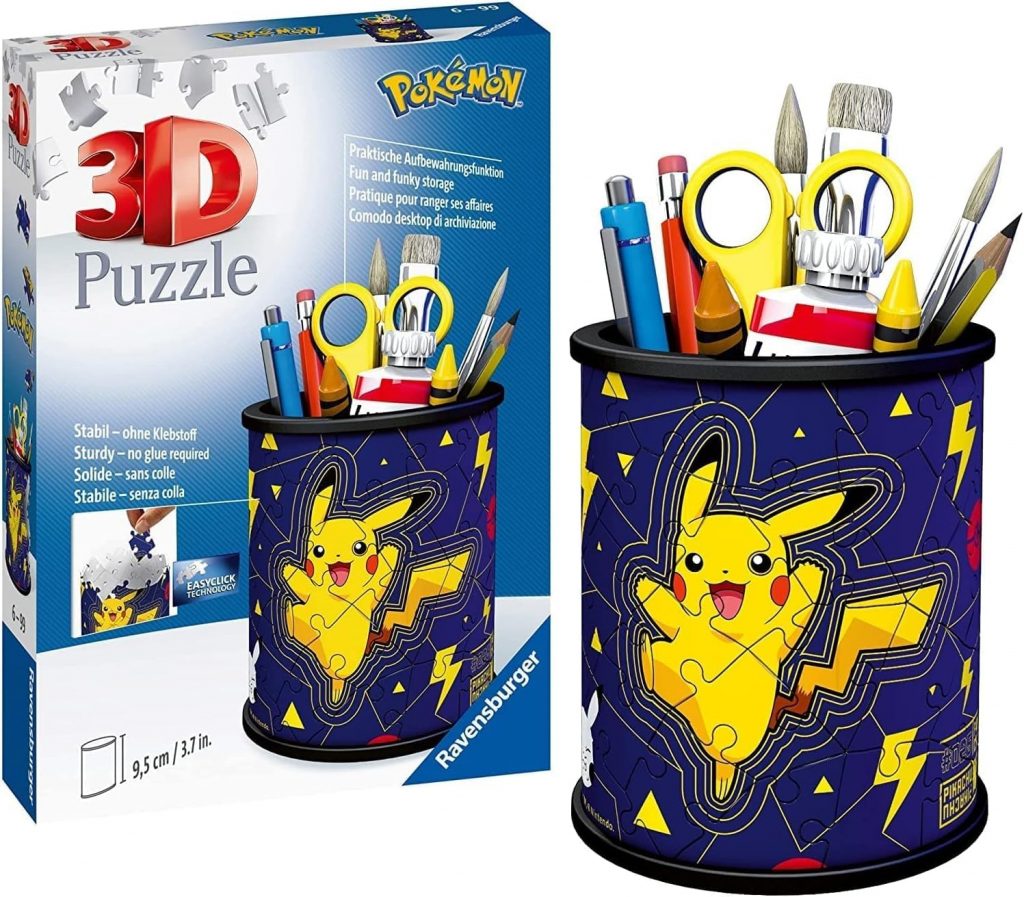 🤴 Ravensburger 3D Puzzle 11257 – Utensilo Pokémon Pikachu – 54 Teile – Stiftehalter für Pokémon Fans ab 6 Jahren, Schreibtisch-Organizer für Kinder, Geburtstagsgeschenke