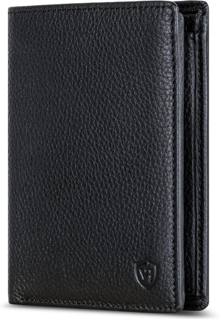 👑 VON HEESEN Leder Geldbörse RFID Schutz I Echtleder Geldbeutel für Damen & Herren I Portemonnaie Brieftasche Wallet Portmonee (Schwarz)
