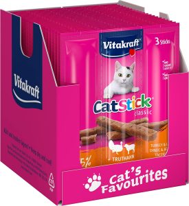 Vitakraft Cat Stick Classic, Katzensnack, fleischige Mini-Sticks, mit Truthahn und Lamm, in Vorratsgr&ouml;&szlig;e, ohne Zusatz von Zucker und Getreide (20x 3 St&uuml;ck)8,82&euro; statt 15,73&euro;🏷️ Coupon anwenden📆 Sparabo nutzen (jederzeit k&uuml;ndbar)➡️ https://www.amazon.de/dp/B00545BMR6/?tag=preisfehlerheute-21