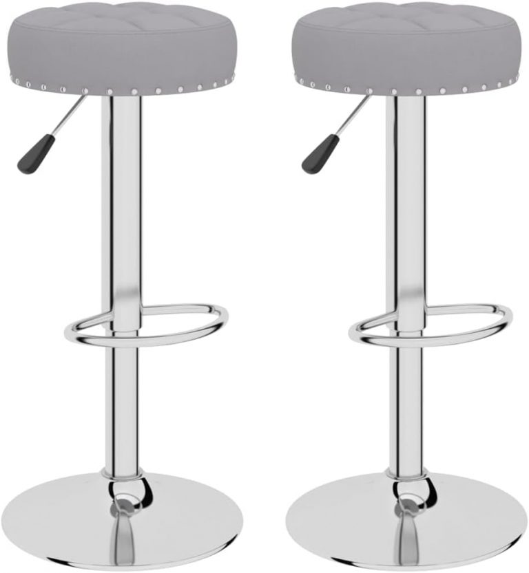 vidaXL 2X Barhocker Drehbar Höhenverstellbar Küchenhocker Barstuhl Tresenhocker Thekenhocker Tresenstuhl Bistrohocker Bar Stuhl Hocker Grau Stoff