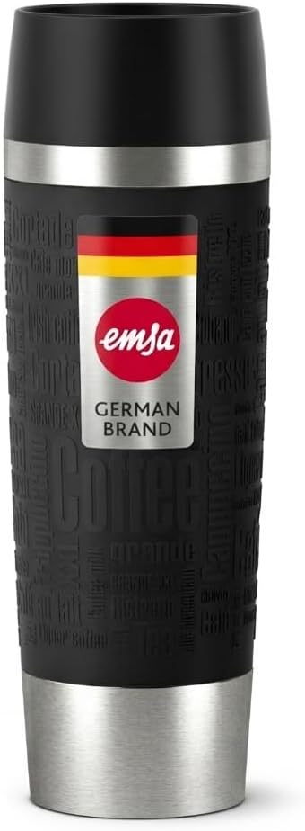 EMSA Travel Mug, Grande Thermobecher, 0,50 L Fassungsvermögen, Doppelwandige Vakuumisolierung, 6 Stunden Heiß, 12…