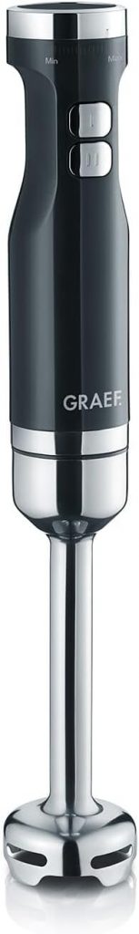 GRAEF Stabmixer HB502 Schwarz – 800 Watt, 4 Edelstahlklingen, Edelstahlpürierstab mit Anti-Spritz-Funktion…