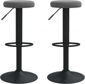 vidaXL 2X Barhocker Höhenverstellbar Drehbar Küchenhocker Barstuhl Tresenhocker Tresenstuhl Thekenhocker Bistrohocker Bar Stuhl Hocker Dunkelgrau Samt