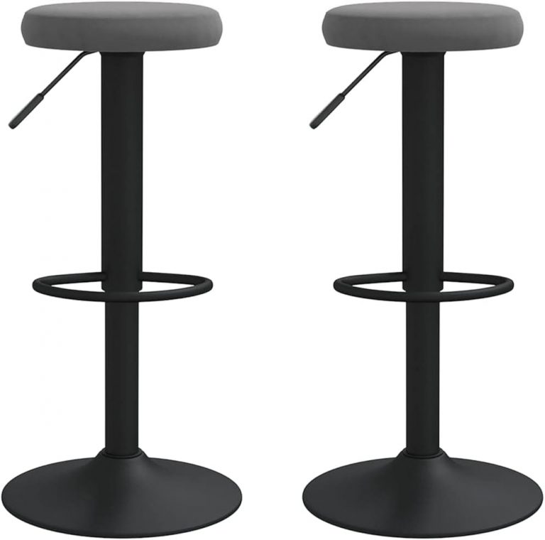 vidaXL 2X Barhocker Höhenverstellbar Drehbar Küchenhocker Barstuhl Tresenhocker Tresenstuhl Thekenhocker Bistrohocker Bar Stuhl Hocker Dunkelgrau Samt
