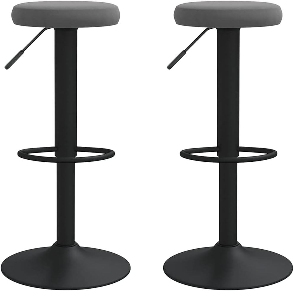 vidaXL 2X Barhocker Höhenverstellbar Drehbar Küchenhocker Barstuhl Tresenhocker Tresenstuhl Thekenhocker Bistrohocker Bar Stuhl Hocker Dunkelgrau Samt