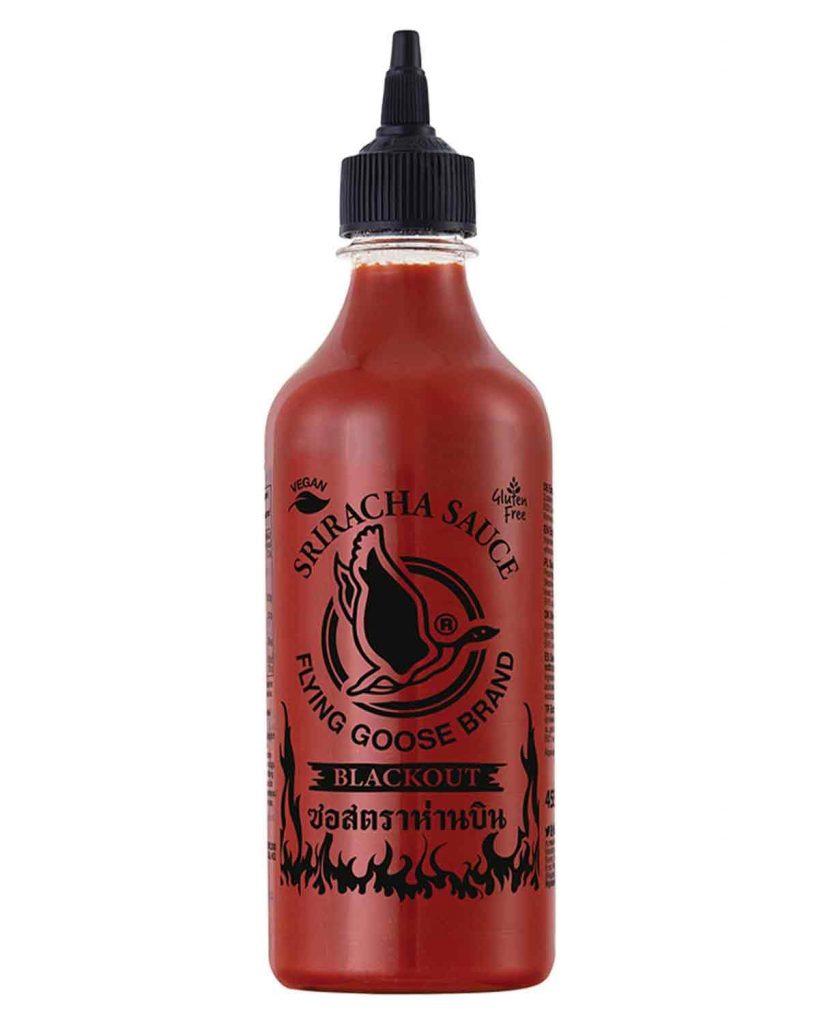 FLYING GOOSE Sriracha Chilisauce, mit extra Schärfe, extrem scharf, schwarze Kappe, extra scharfe Würzsauce aus…