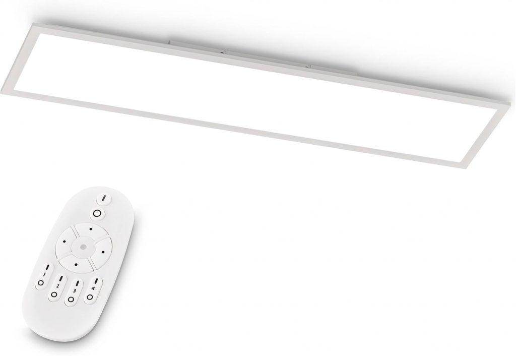 EGLO LED Büro-Deckenleuchte Bottazzo, mit Fernbedienung, 3200 Lumen, Deckenlampe flach 100×25 cm, Lampe Decke Wohnzimmer, Panel dimmbar, Küchenlampe warmweiß – kaltweiß, Weiß
