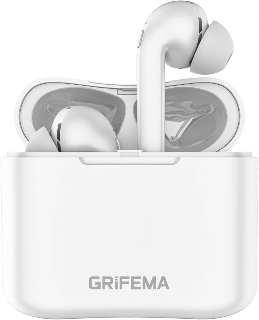GRIFEMA Bluetooth 5.1 Kopfhörer Kabellos, In Ear Kopfhörer Bluetooth mit Noise Cancelling, 40 std Spielzeit, Touch Sensoren mit Eingebautes Mikrofon, Ladebox Schnellladung, Weiß, G-TWS1, ONE Size