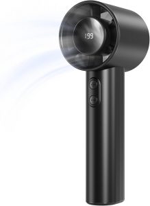 LUXVANO Handventilator – Tragbarer Mini Ventilator mit 1–199 Stufen, LED-Display, bis zu 13 Stunden Laufzeit, Kleiner USB Ventilator mit Akku für Büro, Reisen, Outdoor, Schminken, Schwarz