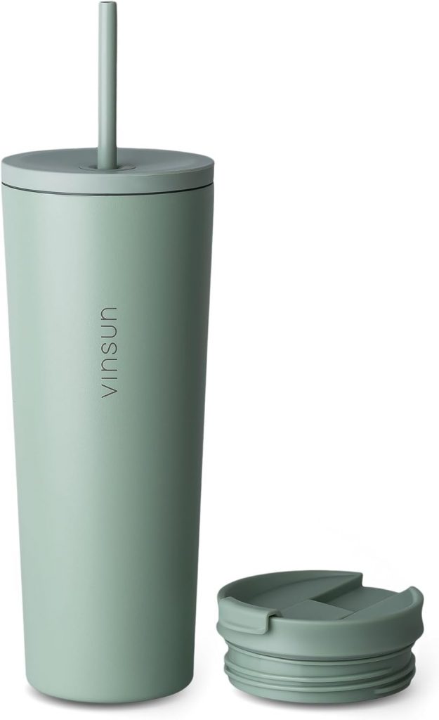 VINSUN Thermobecher mit Strohhalm 720ml – Edelstahl, auslaufsicher, doppelwandig…