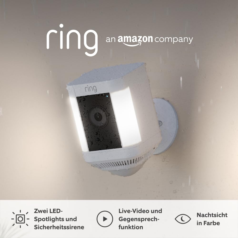 Ring Spotlight Cam Plus Battery Überwachungskamera aussen mit WLAN, HD-Video…