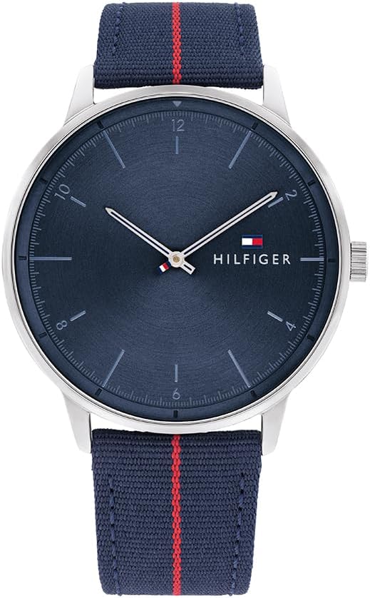 Tommy Hilfiger Analog Quarzuhr für Herren mit Marinblaues Nylonband – 1791
