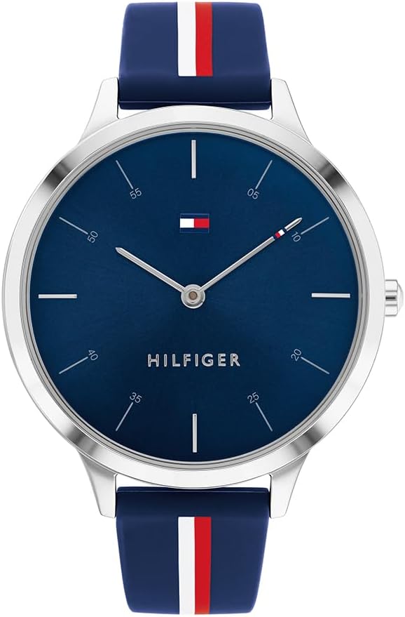 Tommy Hilfiger Analog Quarzuhr für Damen mit Blaues Silikonarmband – 1782