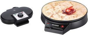 👑 SEVERIN Duo-Waffeleisen, antihaftbeschichtetes Doppelwaffeleisen für zwei klassische Herzwaffeln, ca. 1.200 W Leistung, schwarz, WA 2106 & Crêpes Maker, 30 cm Durchmesser, schwarz, CM 2198💰 nur 64,64🚚 Verkauft durch Amazon und Versand durch Amazon7 Bewertungen: 4.6 / 5.0 ⭐️⭐️⭐️⭐️⭐️🛒