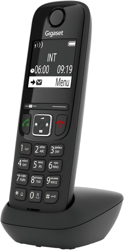Gigaset AS690HX – DECT-Mobilteil mit Ladeschale – Fritzbox-kompatibel – hochwertiges Schnurloses Telefon für Router und DECT-Basis – kontrastreiches Display, schwarz [Deutsche Version] [Ohne Basis]