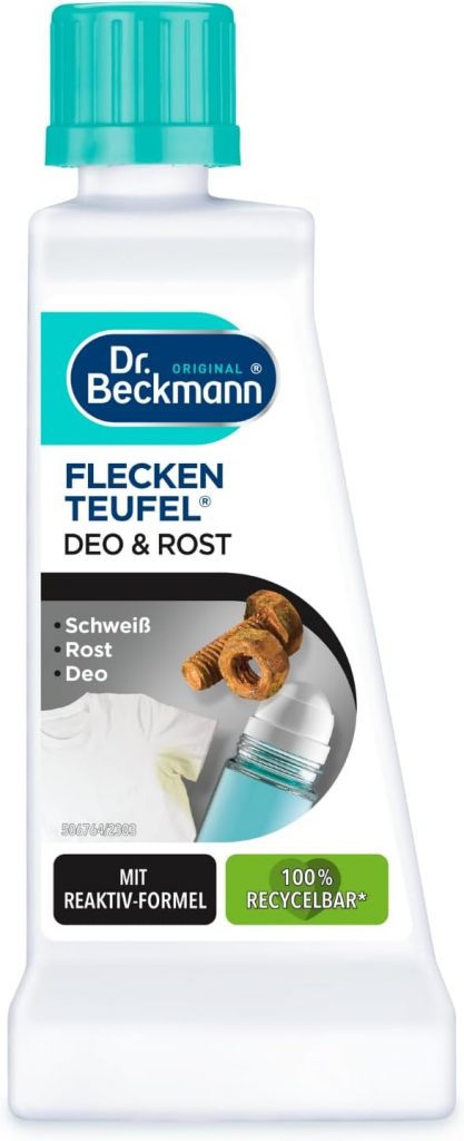 Dr. Beckmann Fleckenteufel Rost & Deo Spezialfleckentferner gegen Rost-, Deo- und Schweiß-Flecken 50 ml Wasser