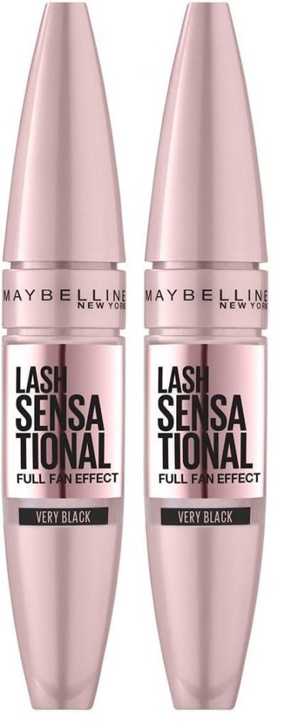 Maybelline New York Mascara für Volumen und Definition, Lash Sensational, Very Black, 9,5 ml (Packung mit 2)