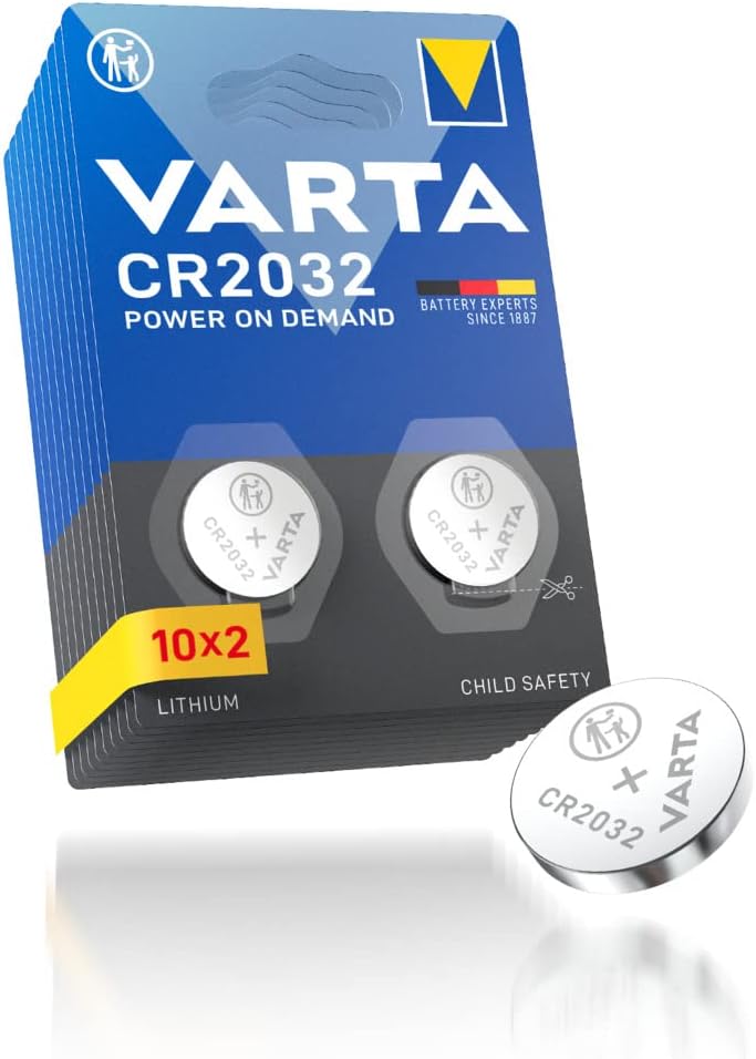 VARTA Batterien Knopfzellen CR2032, 20 Stück, Power on Demand, Lithium, 3V…