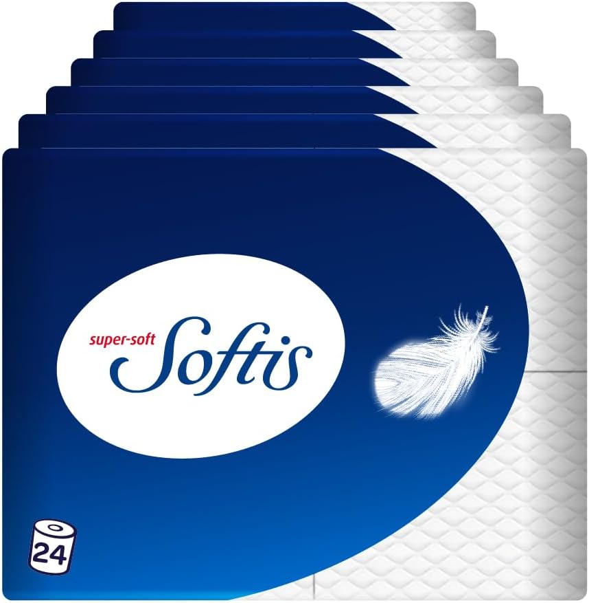 Softis 4-lagiges Toilettenpapier &ndash; 24 Rollen-Packung (6 x 4 Einzelpackungen), 100 Blatt pro Rolle, Einzigartiges Softkammer-System, Recyclebare Verpackung, FSC-zertifiziertes Papier