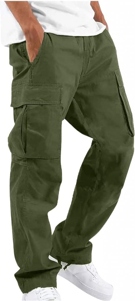 YAOHUOLE Herren Leinen Hosen Baumwoll Leinen Herren Arbeitshose Loose Fit Herren…