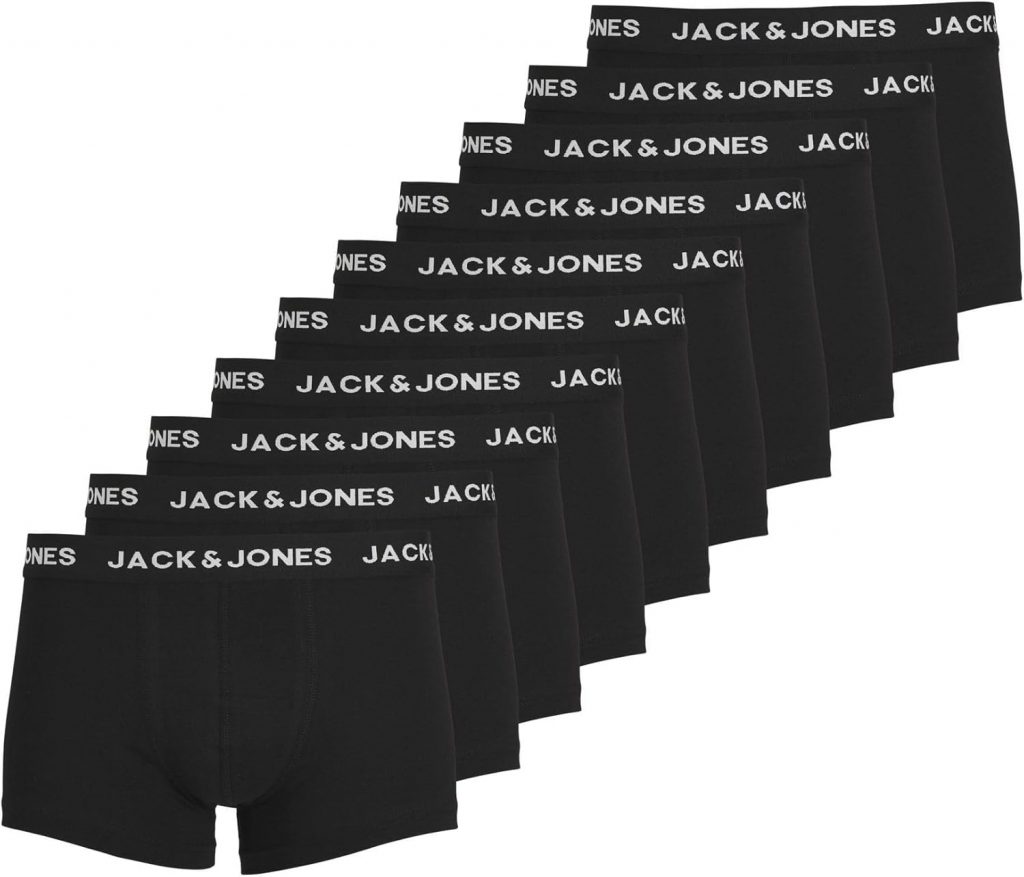 JACK & JONES Herren Jacsolid Trunks 10 Packs Boxershorts, Schwarz,S
