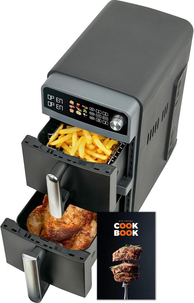10L Double Stack XL airfryer Heißluftfritteuse 2400W heißluftfritteuse 2 kammern Gleichmäßiges Garen &…